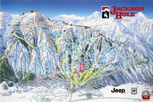 Pistenplan für Skigebiet Jackson Hole, Wyoming, USA