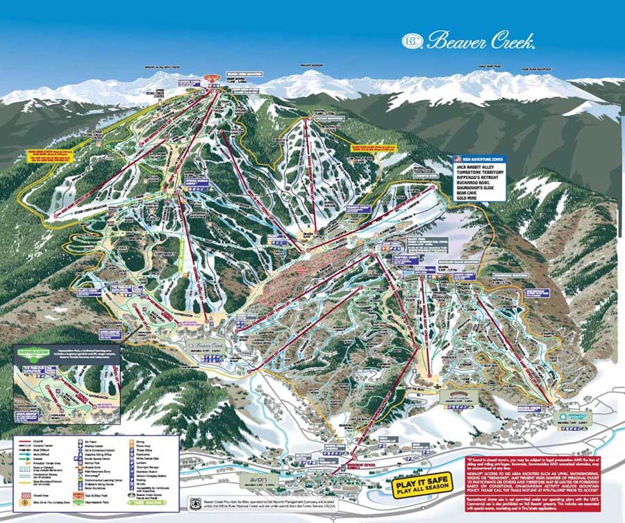 Pistenplan für Skigebiet Beaver Creek, Colorado, USA