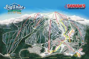 Pistenplan für Skigebiet Big White, British Columbia, Kanada