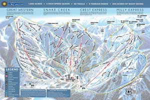 Pistenplan für Skigebiet Brighton, Utah, USA