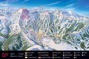 Pistenplan für Skigebiet Kirkwood Mountain Resort, California, USA