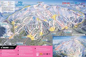 Pistenplan für Skigebiet Mammoth Mountain, California, USA