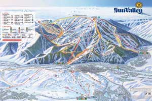 Pistenplan für Skigebiet Sun Valley, Idaho, USA