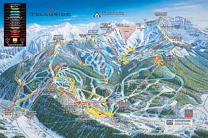 Pistenplan für Skigebiet Telluride, Colorado, USA