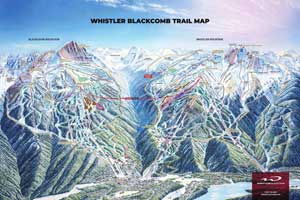 Pistenplan für Skigebiet Whistler Blackcomb, British Columbia, Kanada